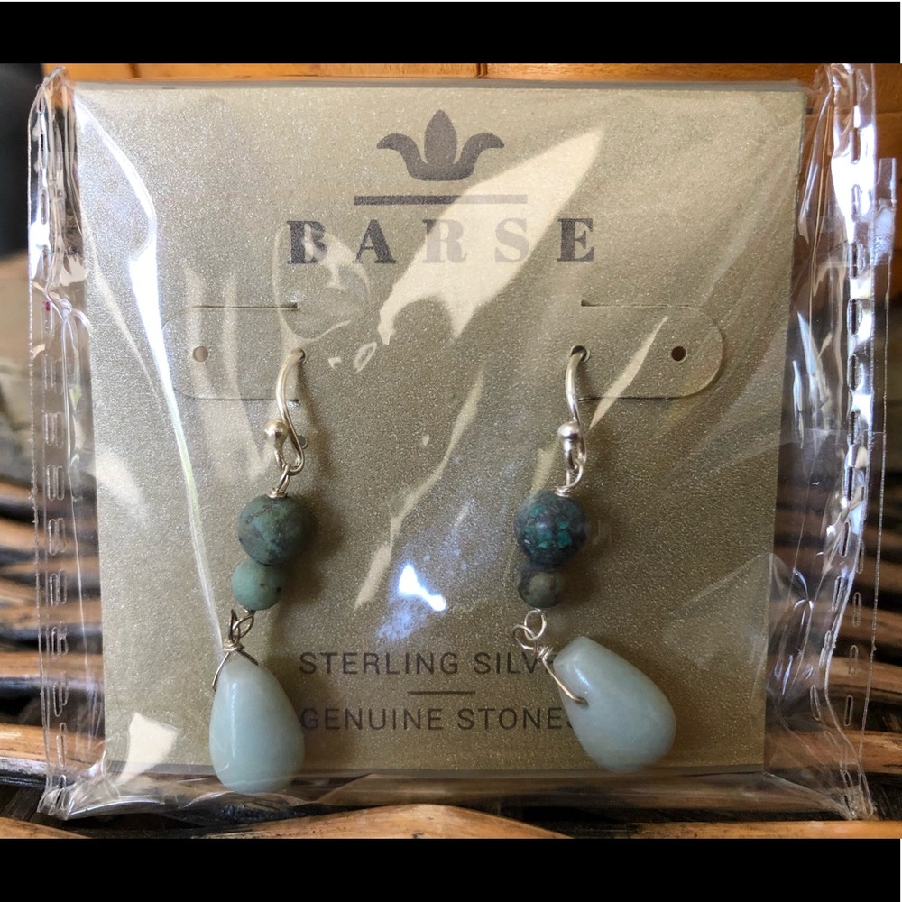 Jasper and Quartz Sterling silver earrings